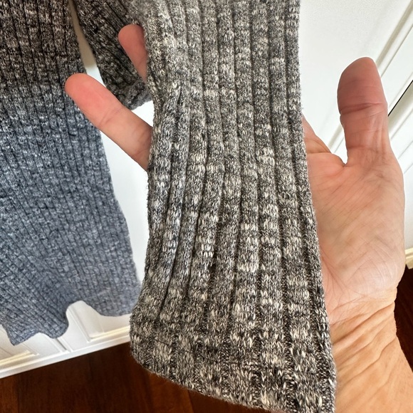 Madewell Women’s Grey Space Dye Ribbed Bubble along Sleeve Dress Sweater Knit - Picture 9 of 11